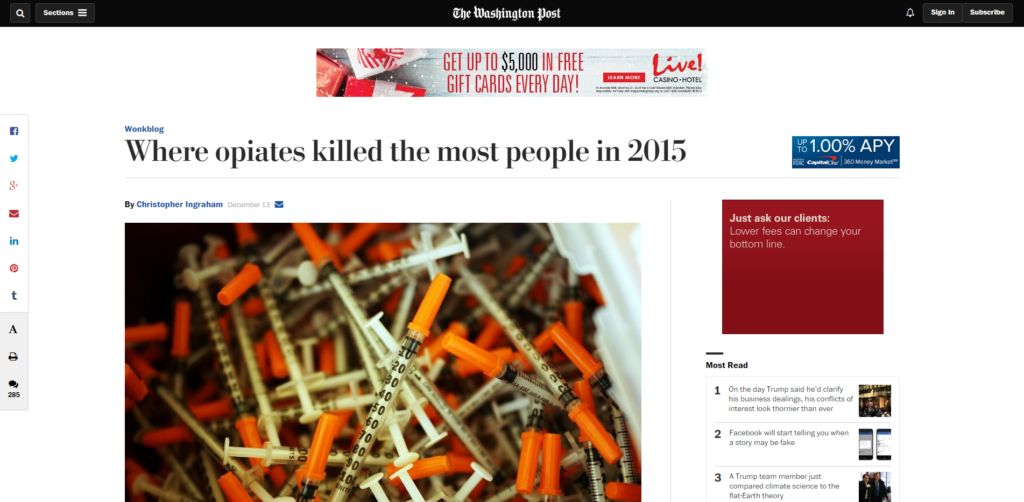 Where opiates killed the most people in 2015 The Washington Post