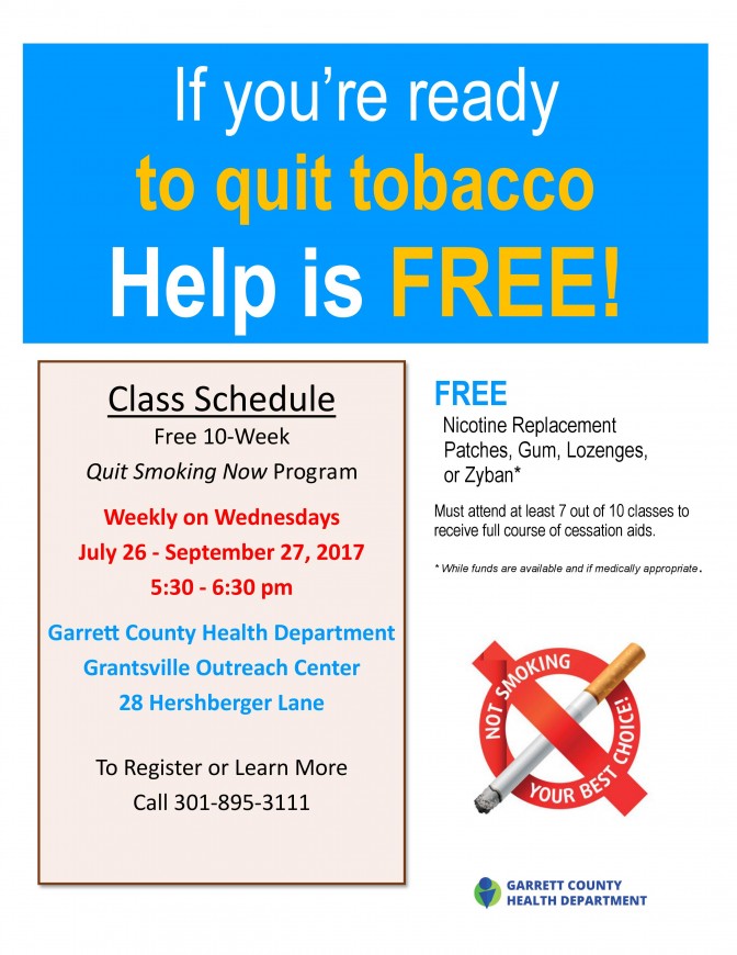 FREE Tobacco Cessation Classes – MyGarrettCounty.com